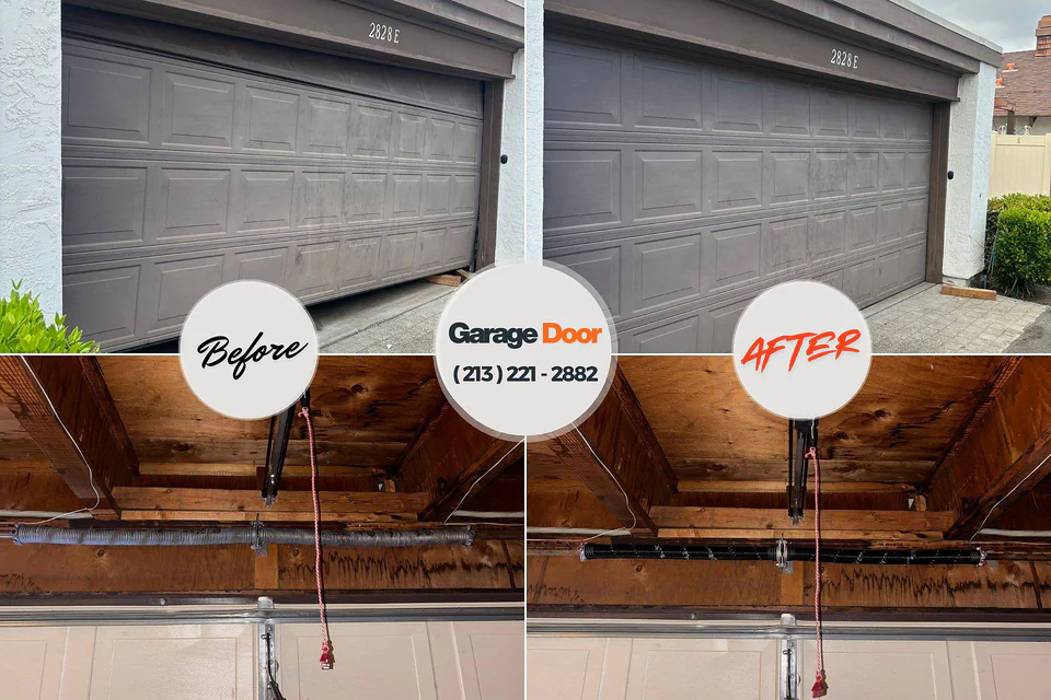 Before and after: garage door repair Folsom, NJ